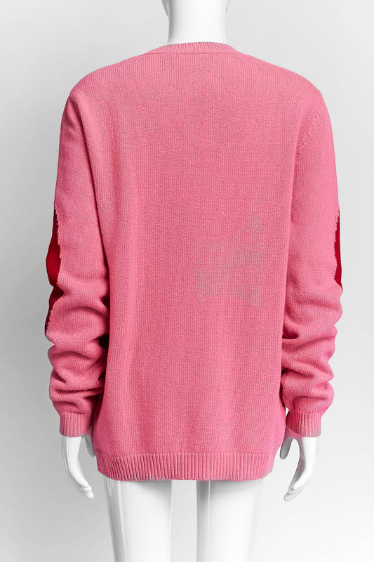 Gucci Pink Sweater with Large Red Logo S