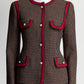 Gucci Red/Brown Tweed Jacket with Tiger on the Back 42