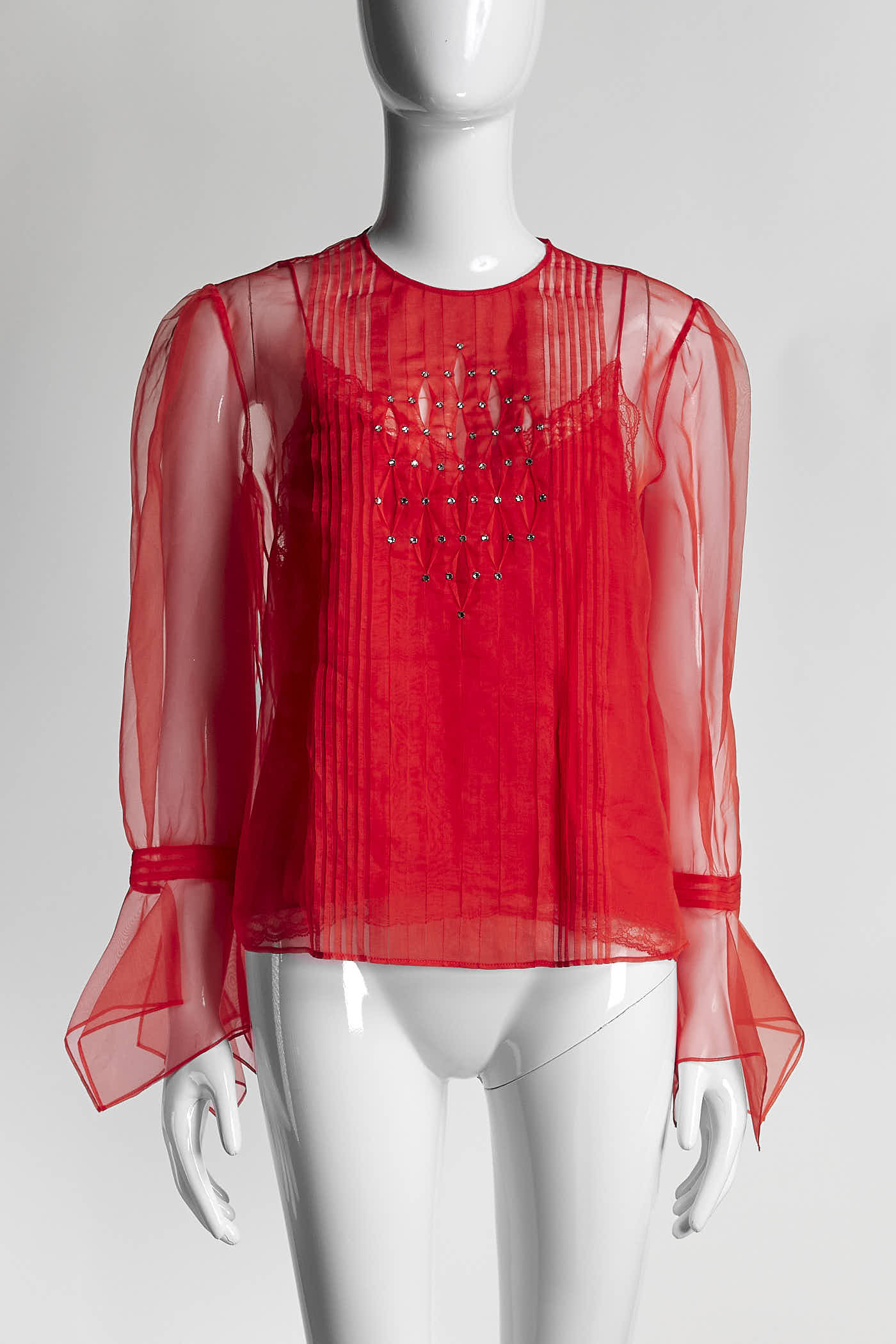 Gucci Red Crystal Blouse 42