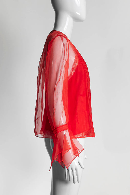 Gucci Red Crystal Blouse 42