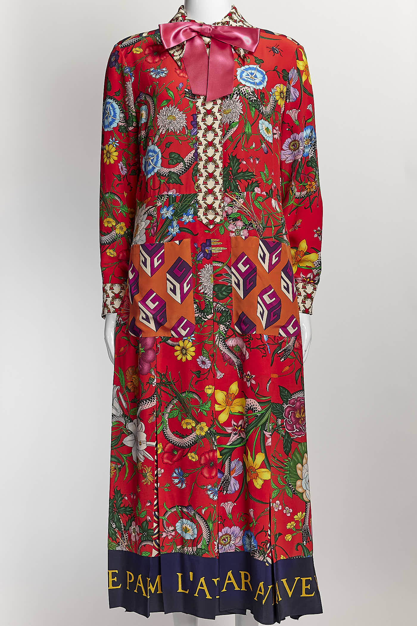 Gucci Red Floral silk 'L'aveugle par amour' dress S/M