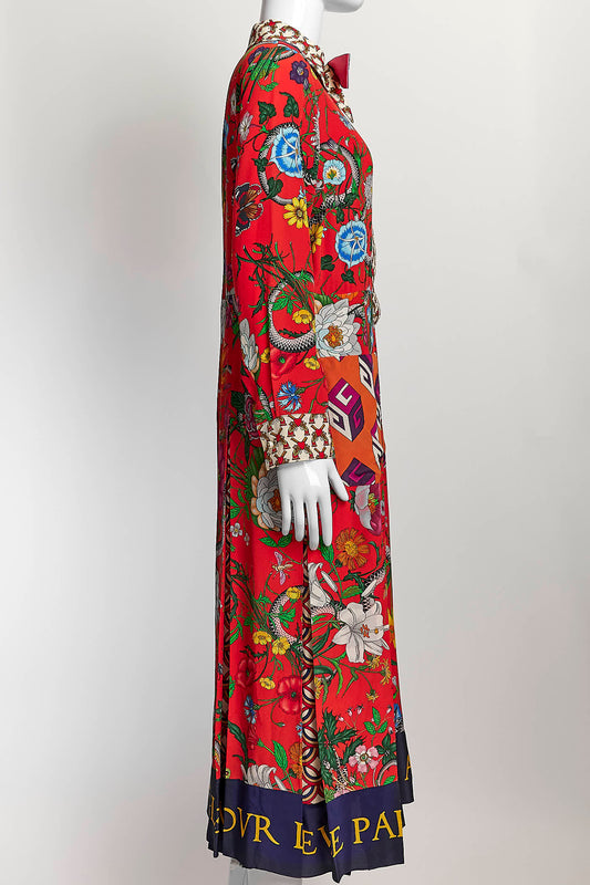 Gucci Red Floral silk 'L'aveugle par amour' dress S/M