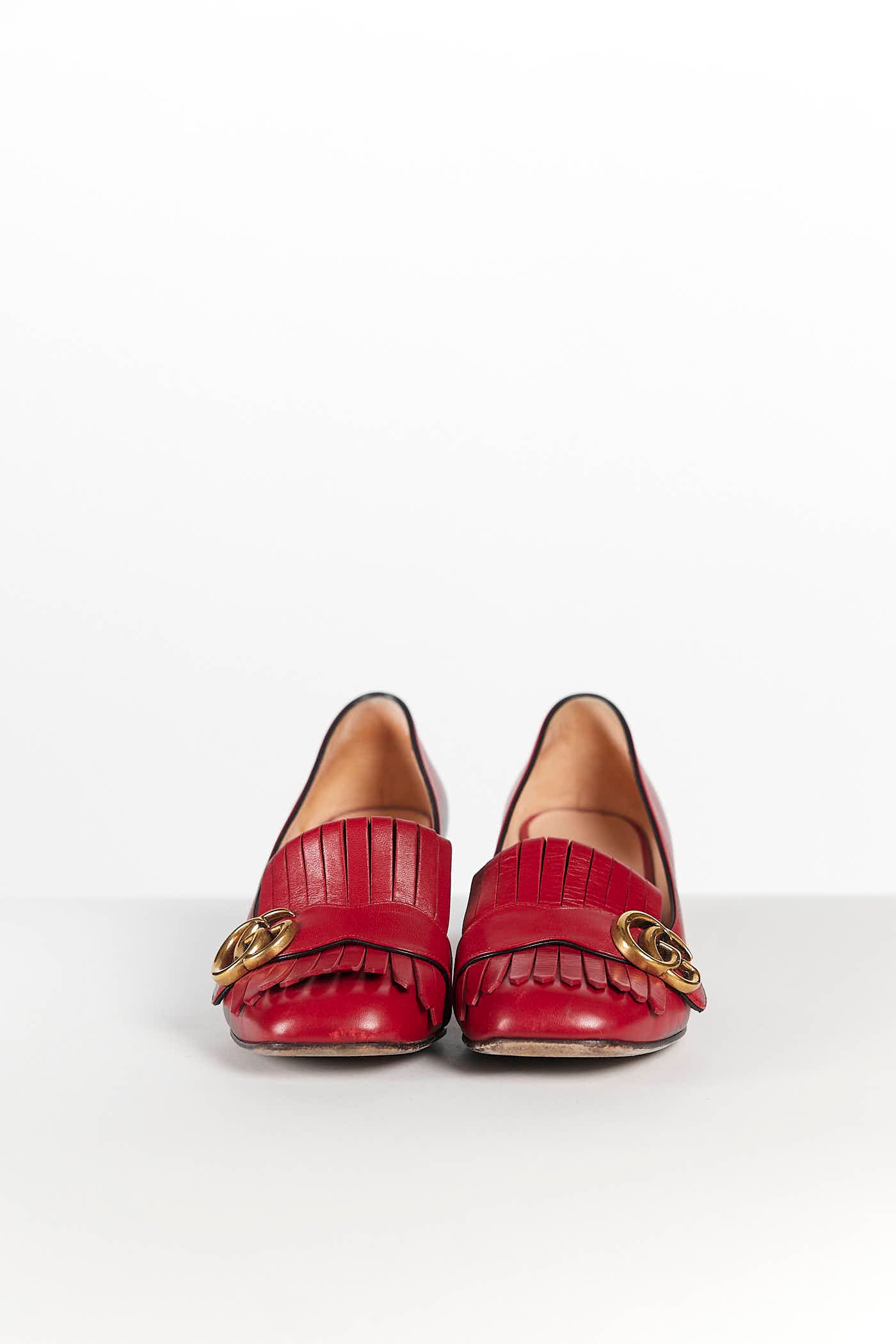 Gucci Red GG Marmont Fringe Heel 37