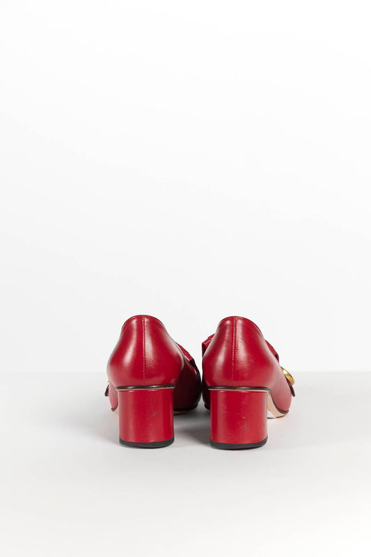 Gucci Red GG Marmont Fringe Heel 37