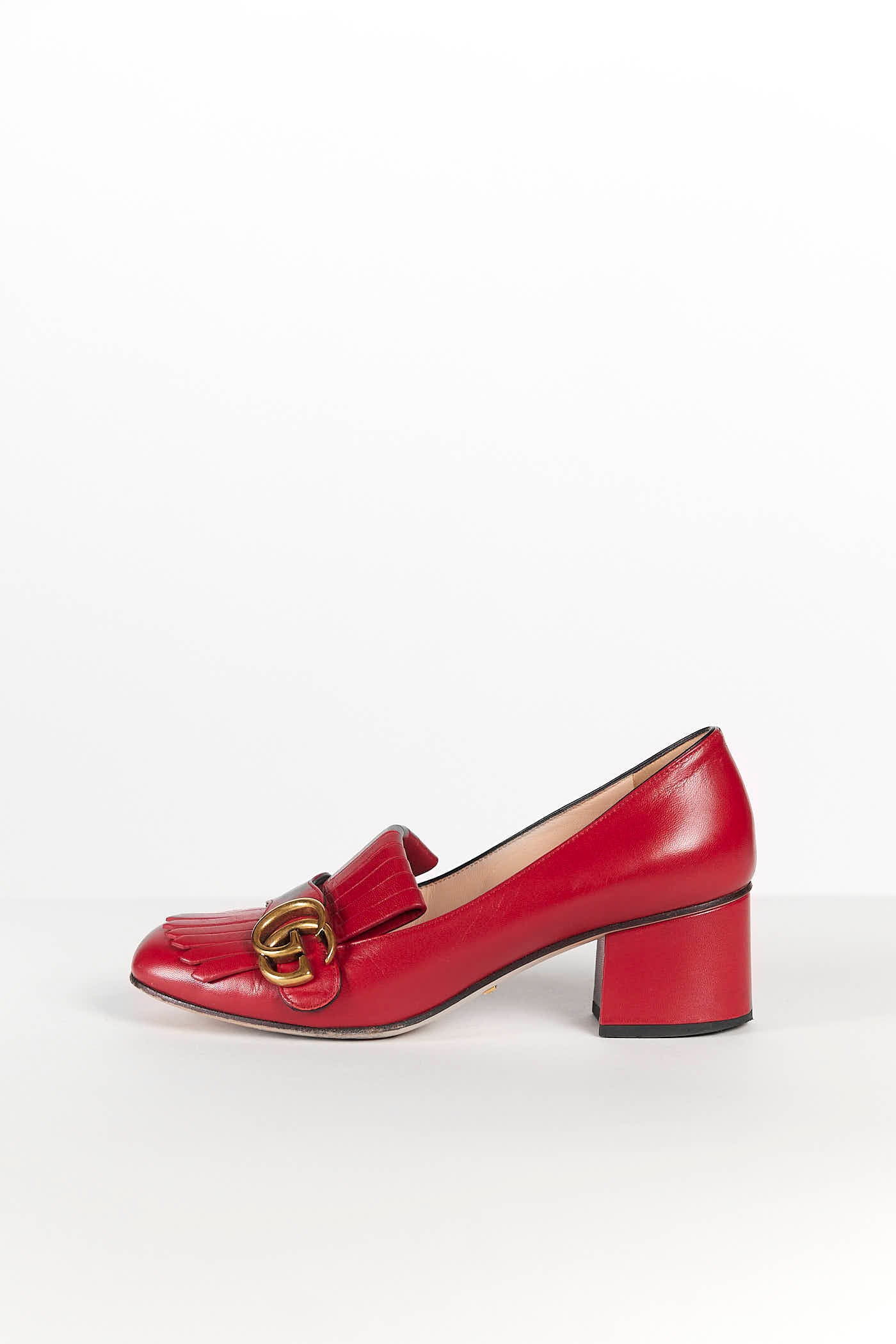 Gucci Red GG Marmont Fringe Heel 37