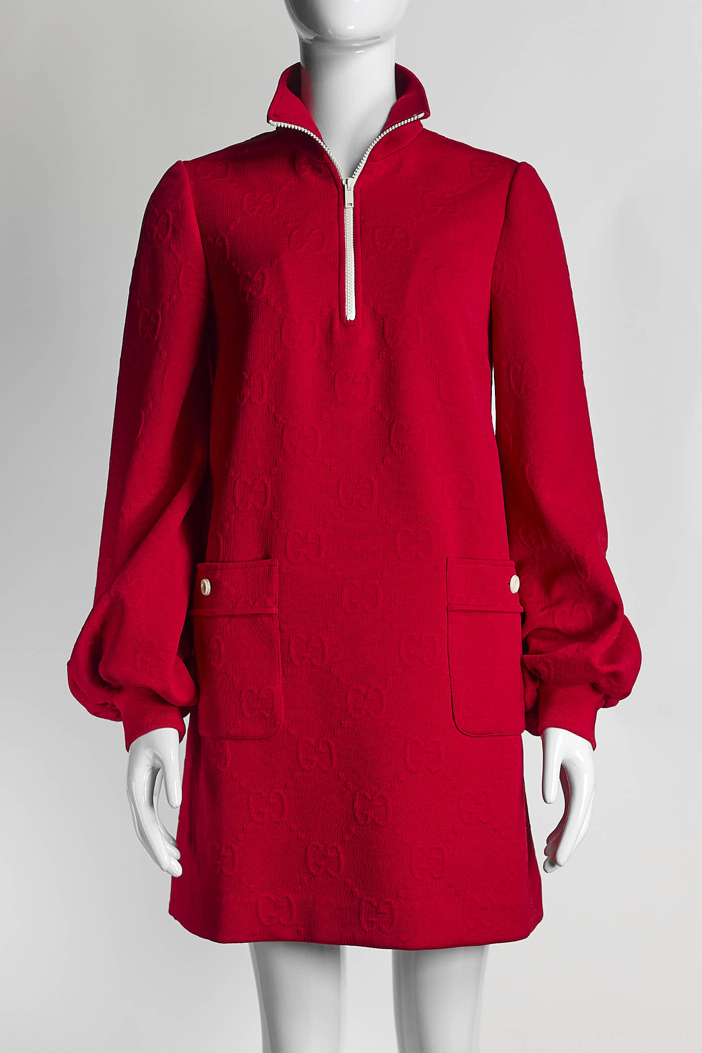 Gucci Red GG Monogram Jersey Mini Dress XS