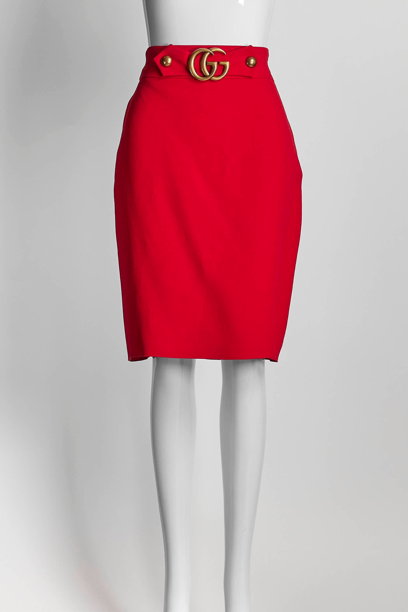 Gucci Red Skirt w/Gold GG logo Buckle 44