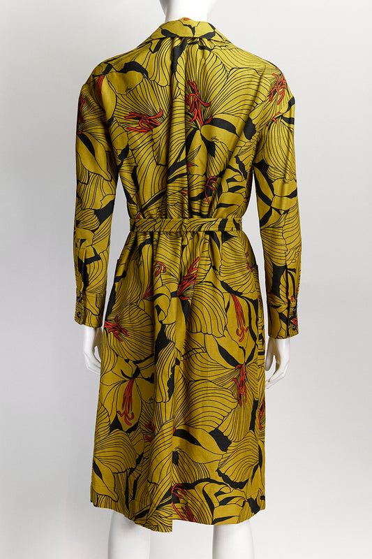 Gucci Yellow Floral Shirt Dresses IT42