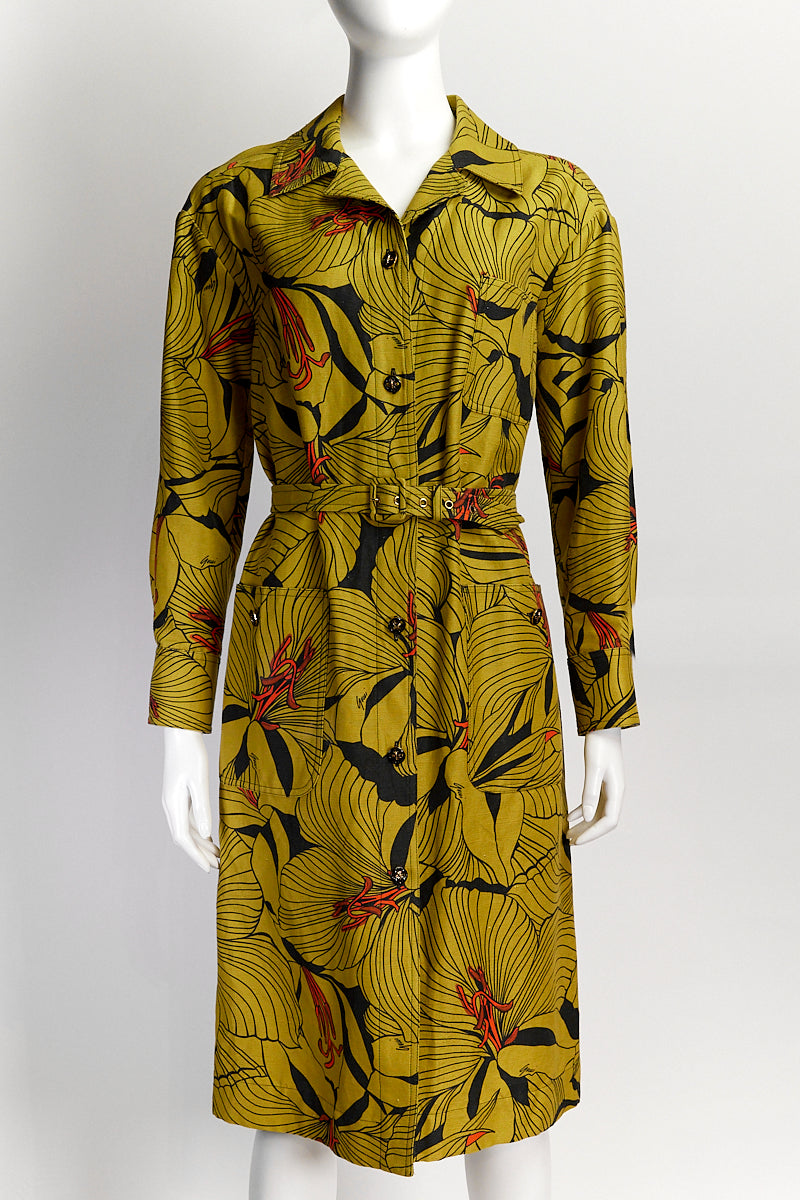 Gucci Yellow Floral Shirt Dresses IT42