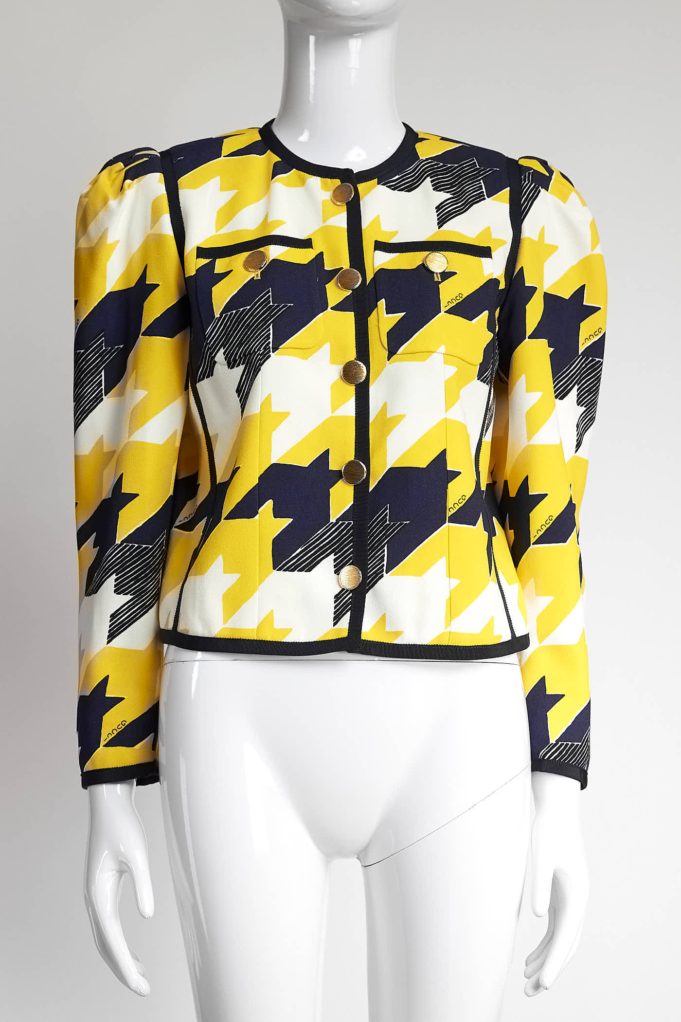 Gucci Yellow/Navy Printed Evening Jacket 38