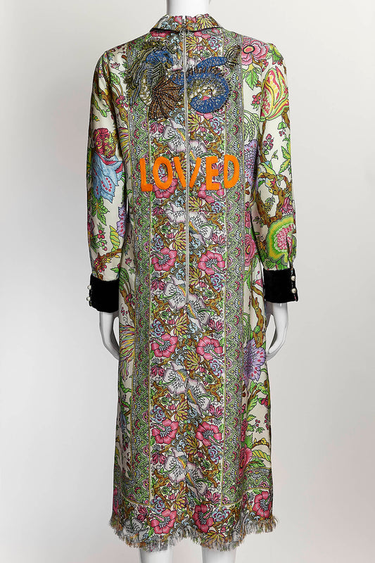 Gucci floral silk Loved dress with bead detail 46