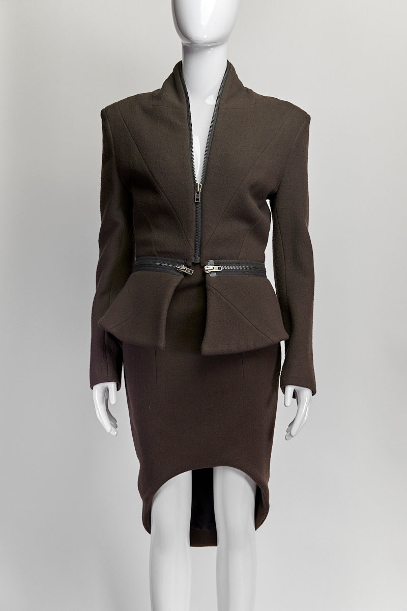 Haider Ackermann Grey Wool Blazer/Skirt 38