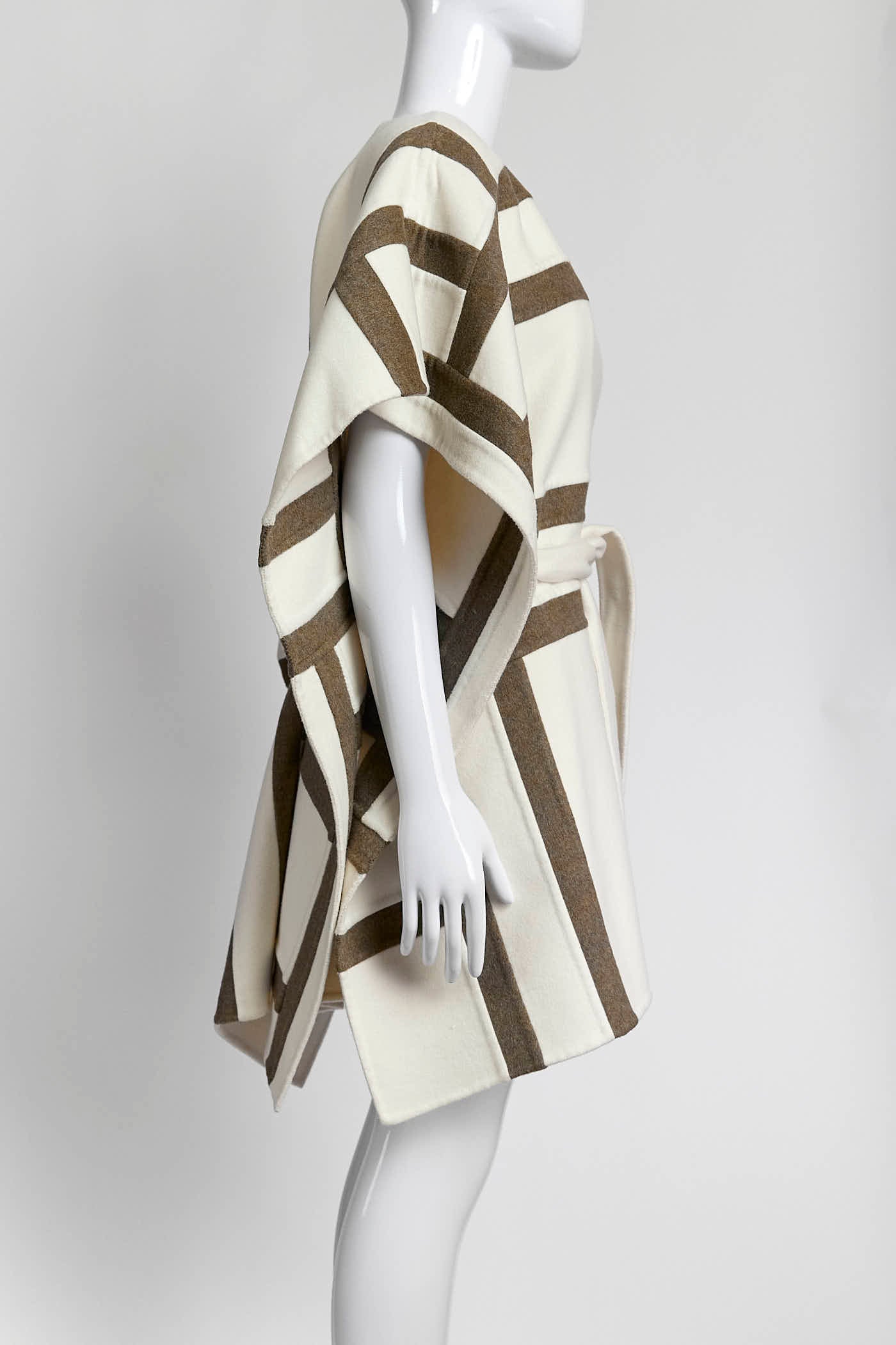 Hermes Gilet Long Inspo Poncho Cachemire Double Blanc Casse 38