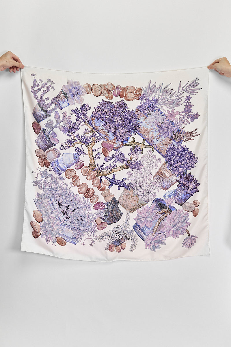 Hermès Jardin Secret Purple Scarf