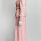 Huishan Zhang Pink Leila Belted Frayed Metallic Tweed Jacket Set US6