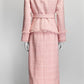 Huishan Zhang Pink Leila Belted Frayed Metallic Tweed Jacket Set US6