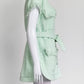Huishan Zhang Tweed Mint Sleeveless Button Up Dress with Belt US4