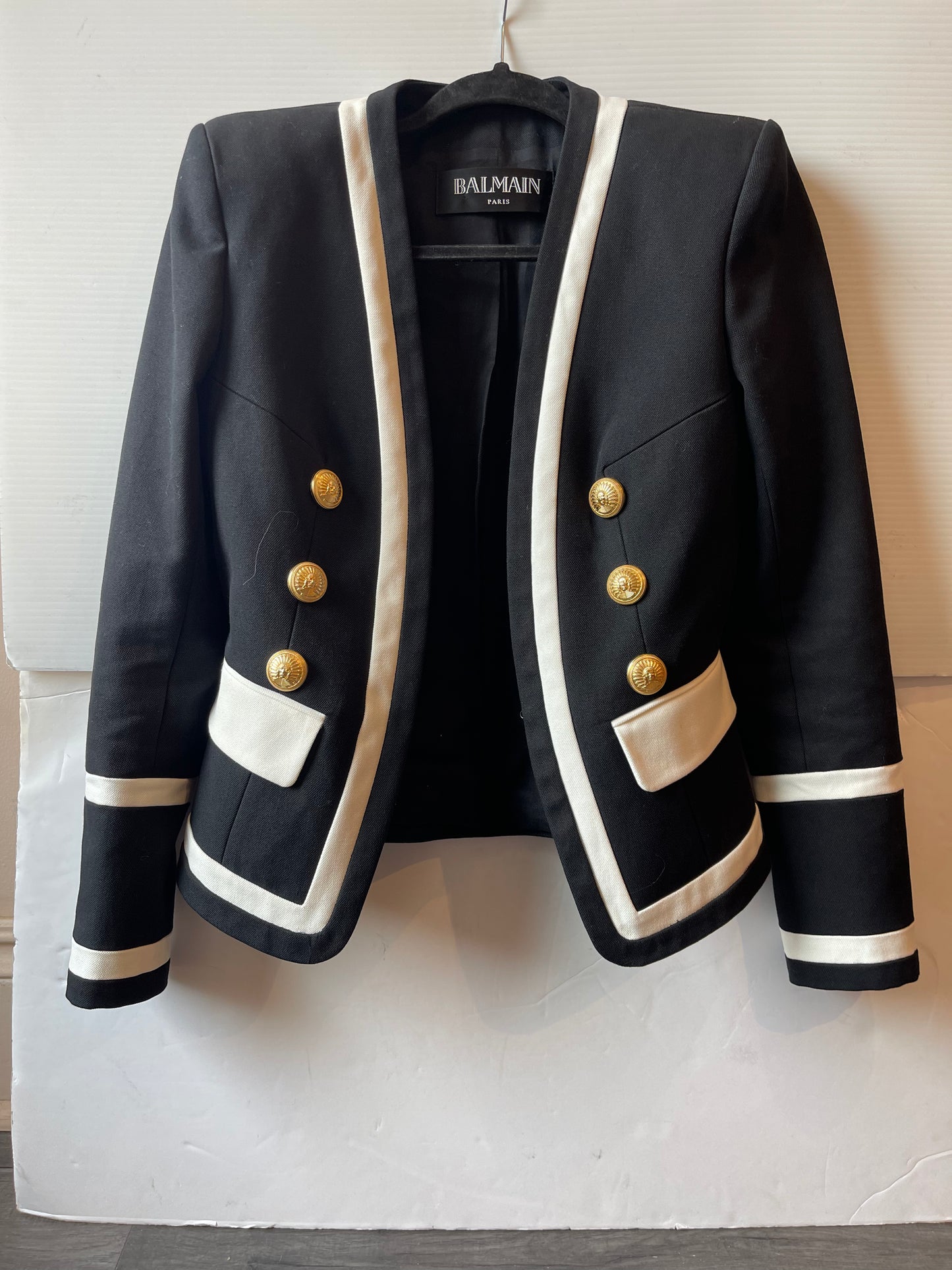 Black Fitted Blazer With White Trim