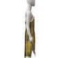 PRADA 2023 PAINT-EFFECT PRINT SILK SATIN SLIP DRESS