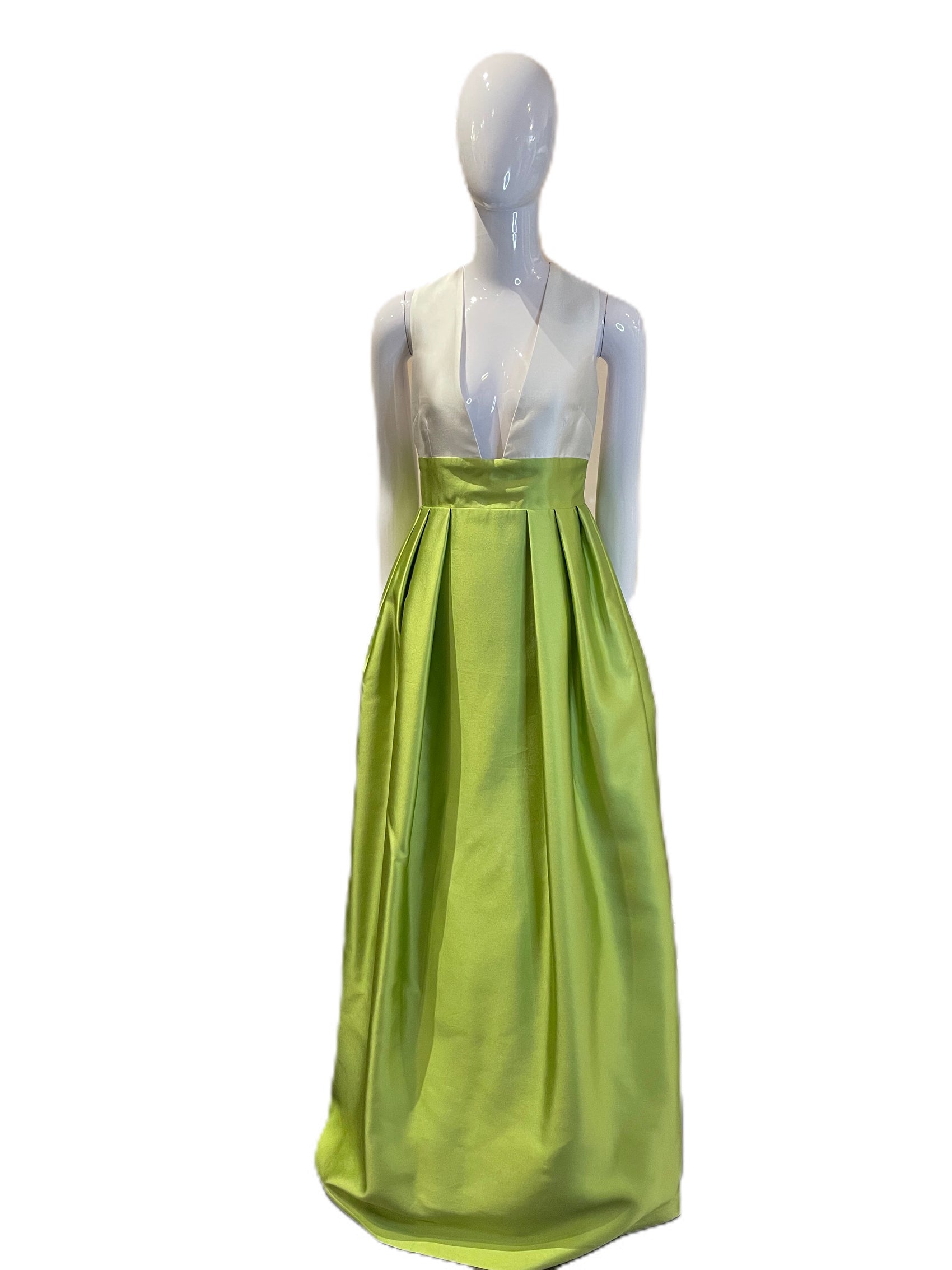 GRETA CONSTANTINE ILKOOL V-NECK GOWN WITH TUCK DETAILING