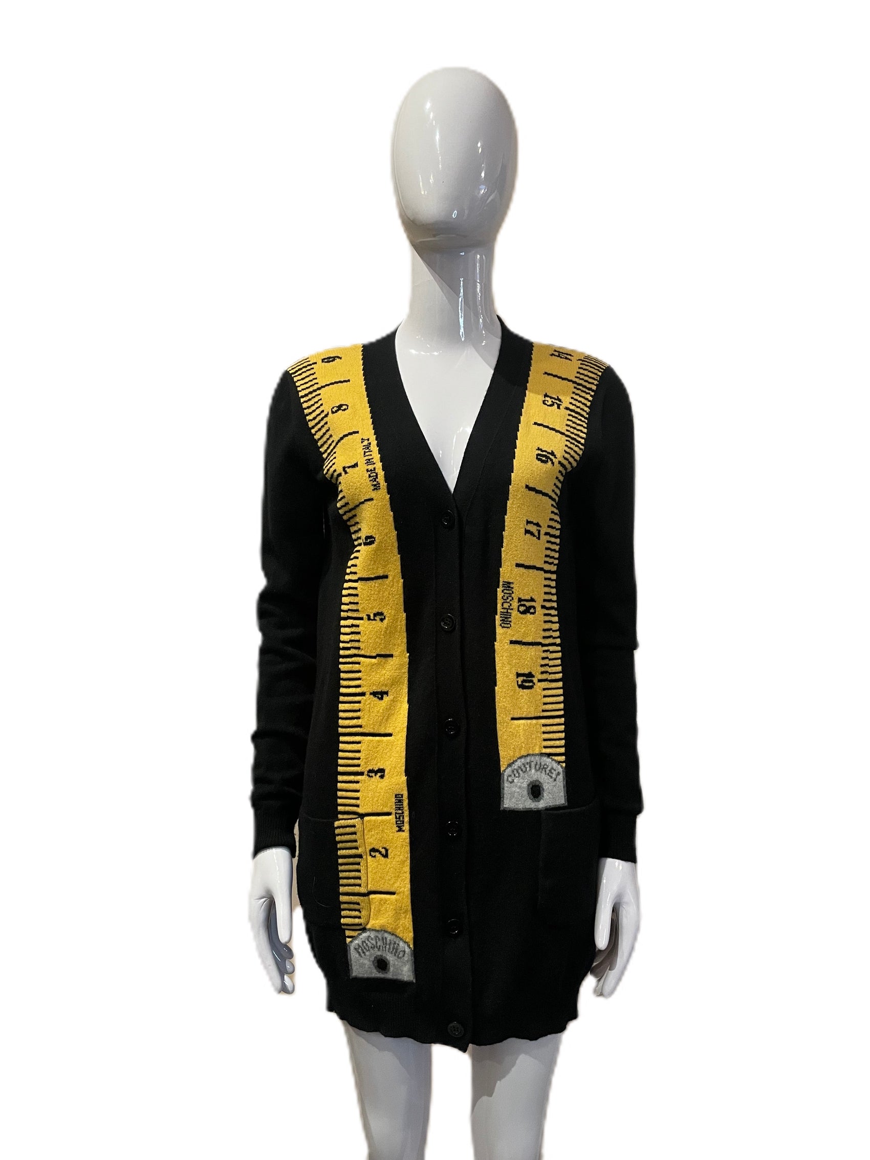 MOSCHINO BLACK MEASURING TAPE CARDIGAN