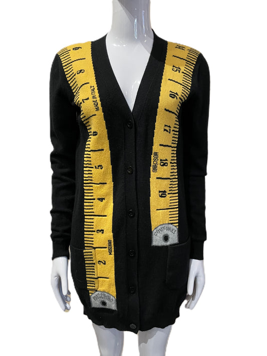 MOSCHINO BLACK MEASURING TAPE CARDIGAN