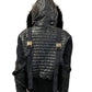 BALMAIN BLACK NYLON QUILTED/HARNESS JACKET WITH FUR HOOD