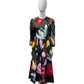 PRADA FALL 2019 SILK FLOWER EMBELLISHED FLORAL FULL SKIRT DRESS