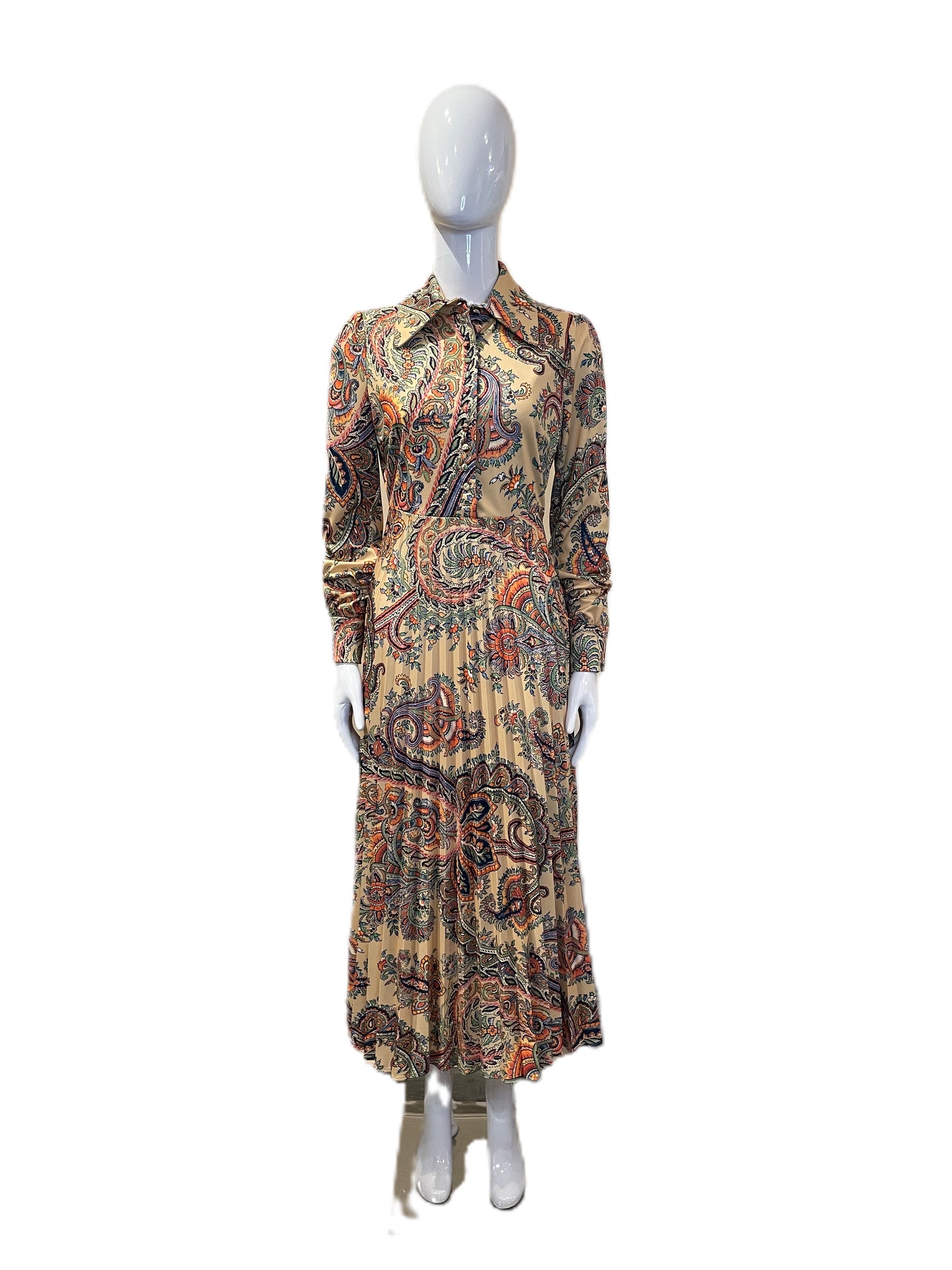 ETRO PAISLEY-PRINT PLISSÉ DRESS