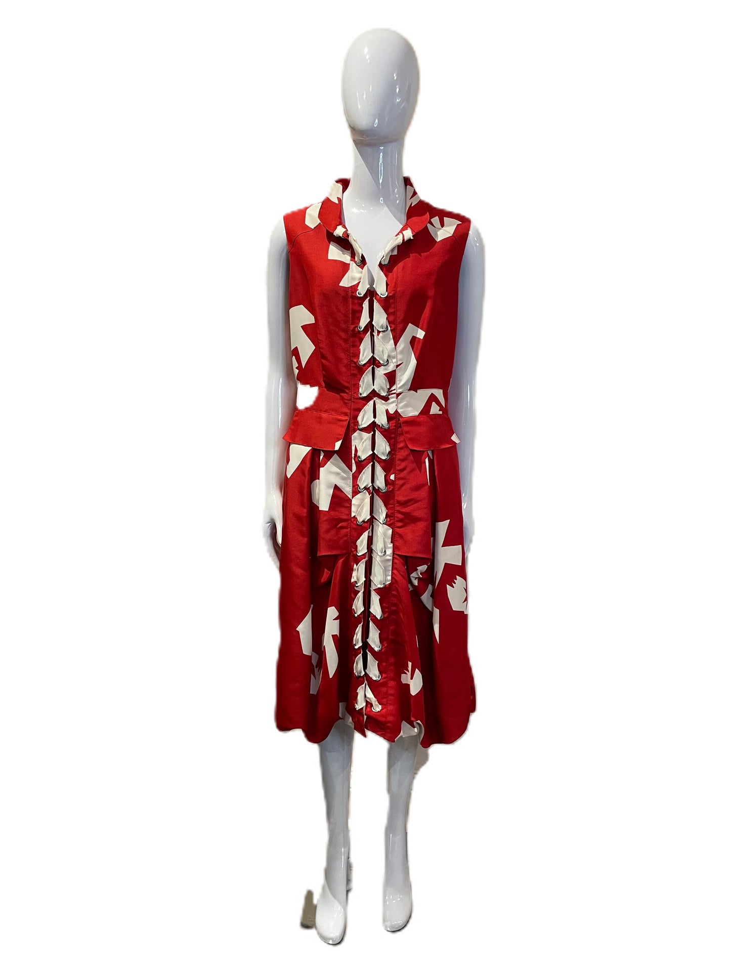 OSCAR DE LA RENTA RED KNEE LENGTH DRESS