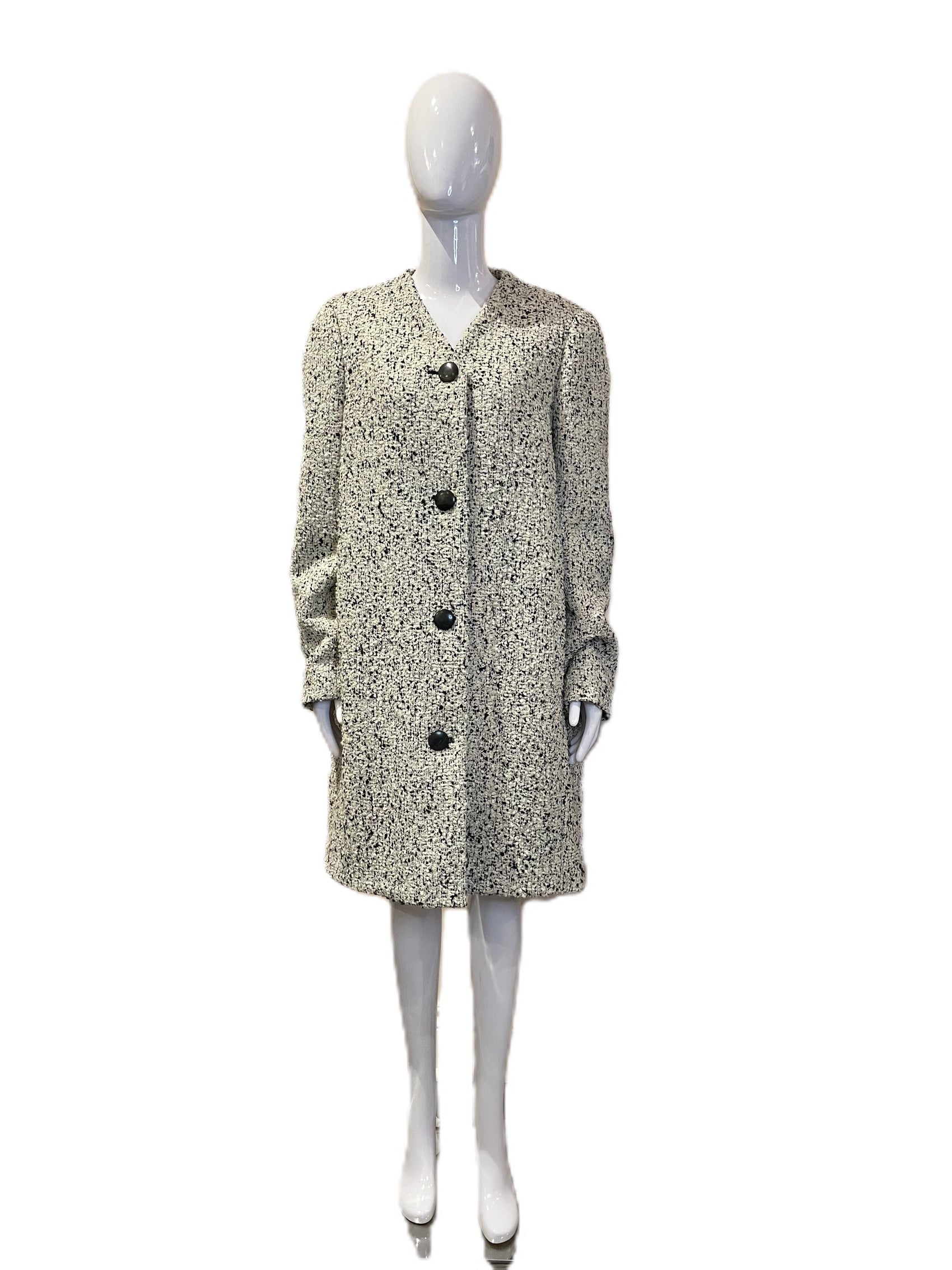 BALENCIAGA WHITE/BLACK TWEED COAT