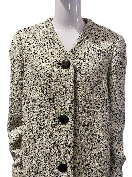 BALENCIAGA WHITE/BLACK TWEED COAT