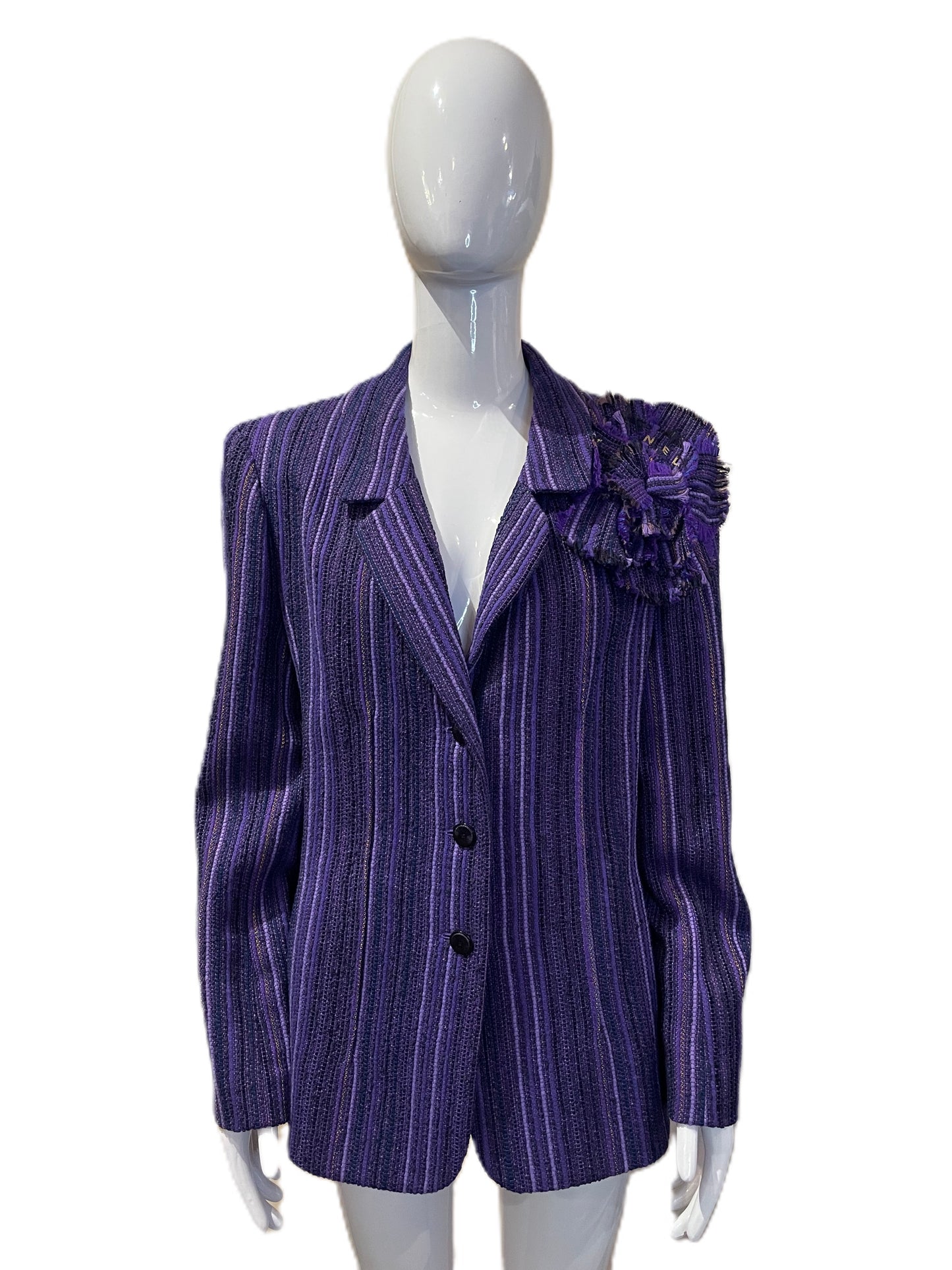 CHANEL 2001 P PURPLE TWEED KNIT JACKET