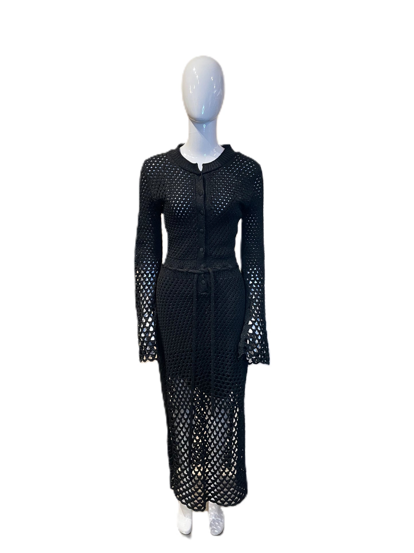 PROENZA SCHOULER 'DEGRADE OPEN KNIT DRESS WITH BELL SLEEVE