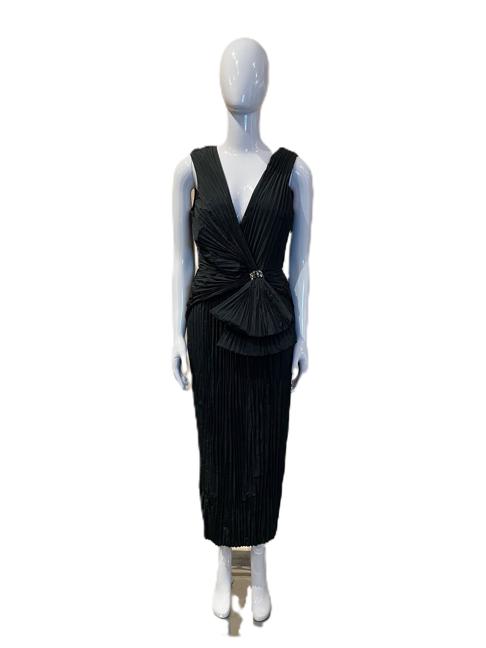 JASON WU COLLECTION PLEATED V-NECK COCKTAIL DRESS