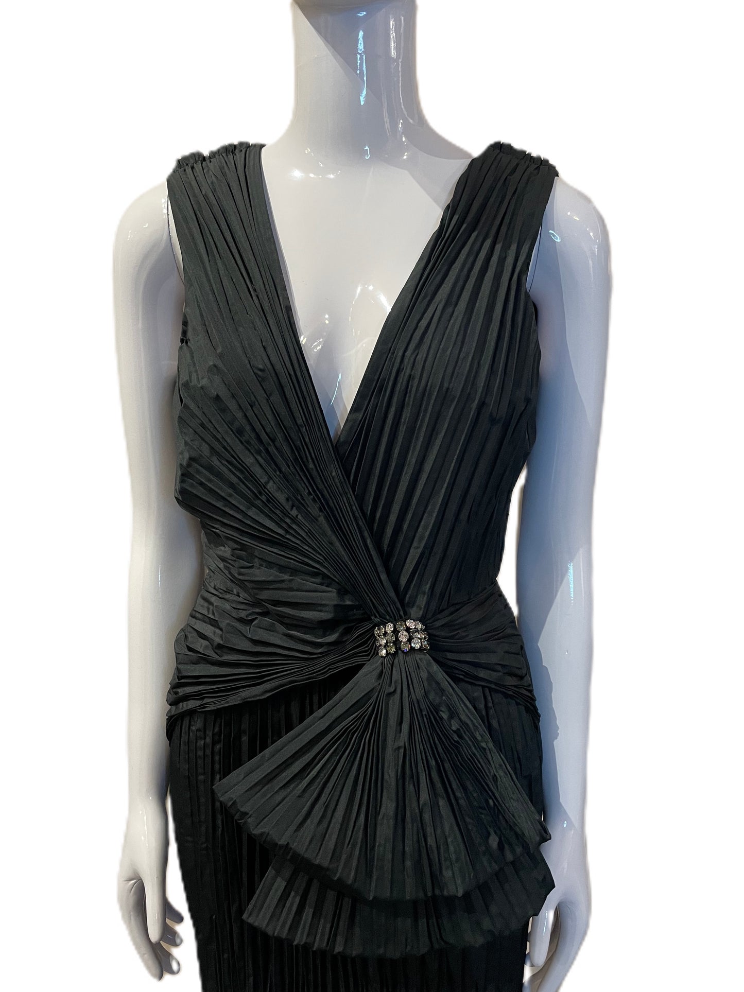 JASON WU COLLECTION PLEATED V-NECK COCKTAIL DRESS