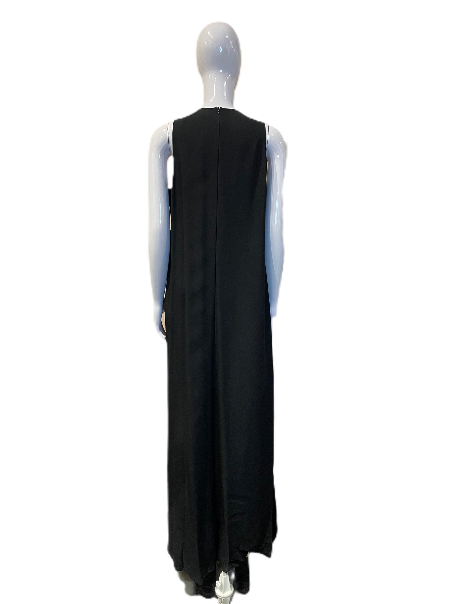 LANVIN ETE 2015 BLACK DRESS WITH SLIT AND PEARL DETAILS