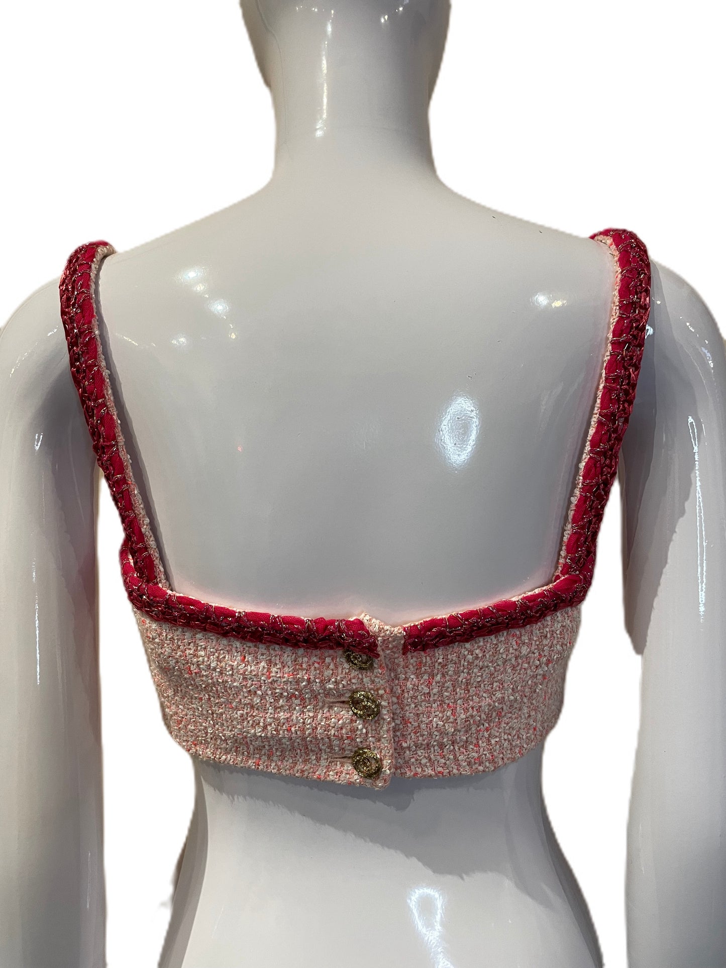 CHANEL CRUISE 20/21 PINK TWEED CORSET TOP