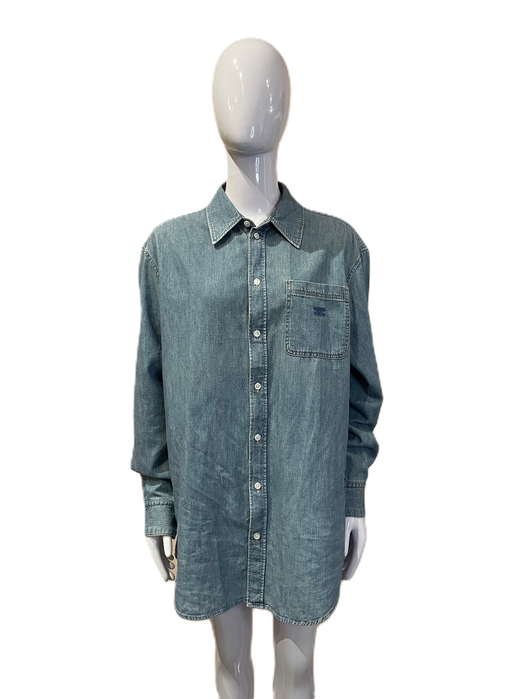 CELINE LONG SLEEVES UNISEX DENIM BUTTON UP SHIRT