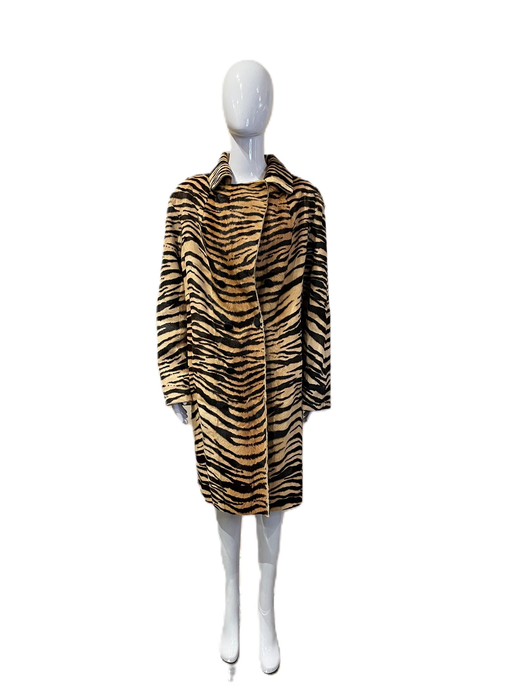 YVES SAINT LAURENT TIGER PRINT GOAT HAIR COAT