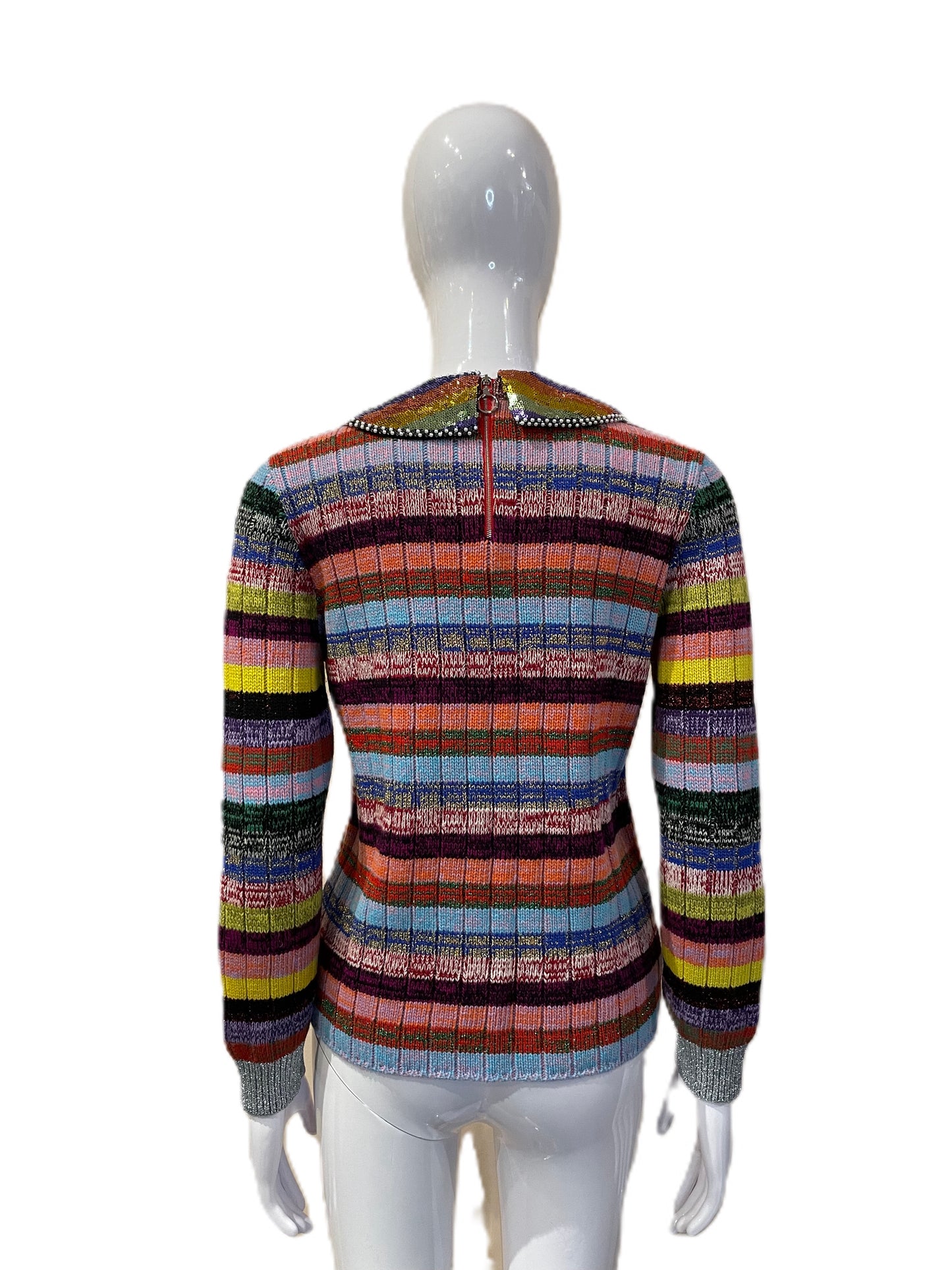 GUCCI MULTICOLOUR STRIPED SWEATER  WITH RAINBOW SEQUINS