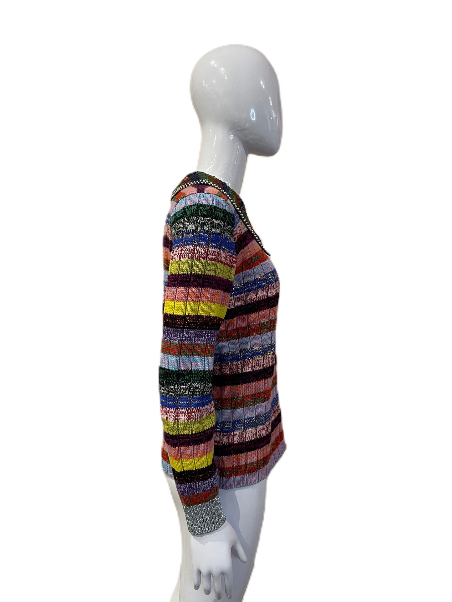 GUCCI MULTICOLOUR STRIPED SWEATER  WITH RAINBOW SEQUINS