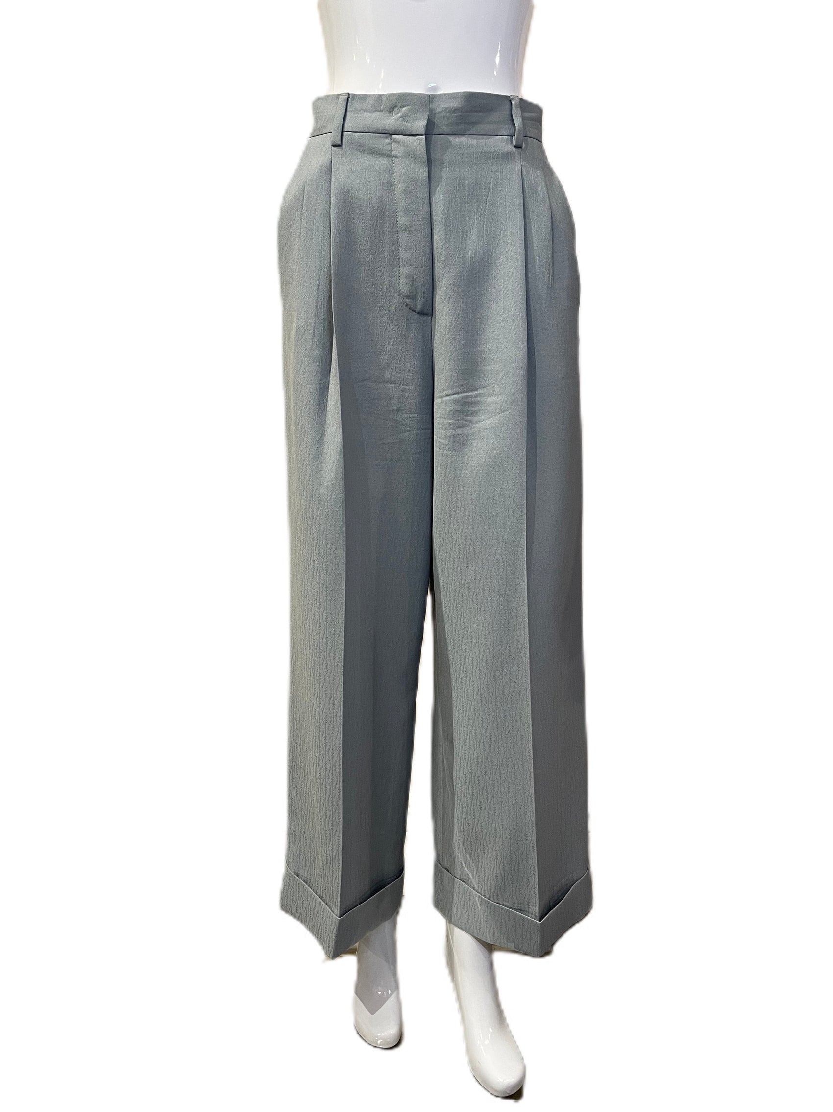 FENDI PATTERNED PALE BLUE PLEATED PANTS