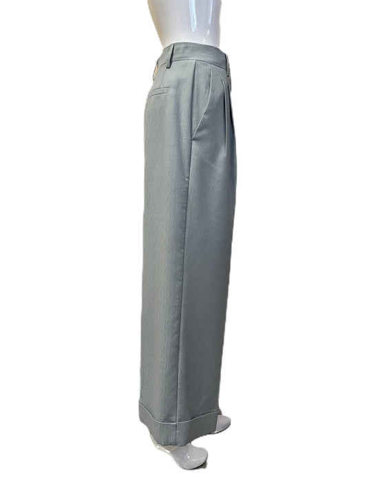 FENDI PATTERNED PALE BLUE PLEATED PANTS