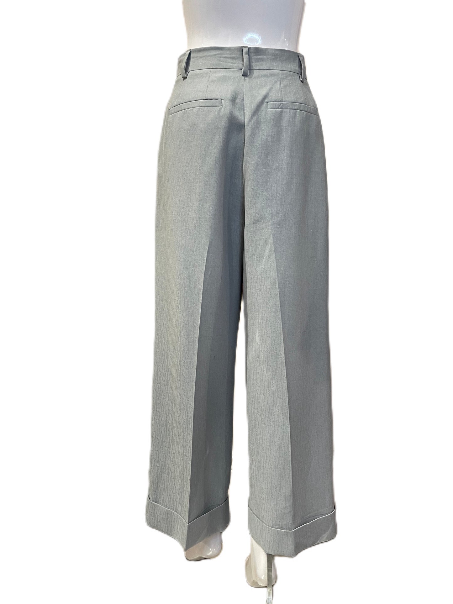 FENDI PATTERNED PALE BLUE PLEATED PANTS