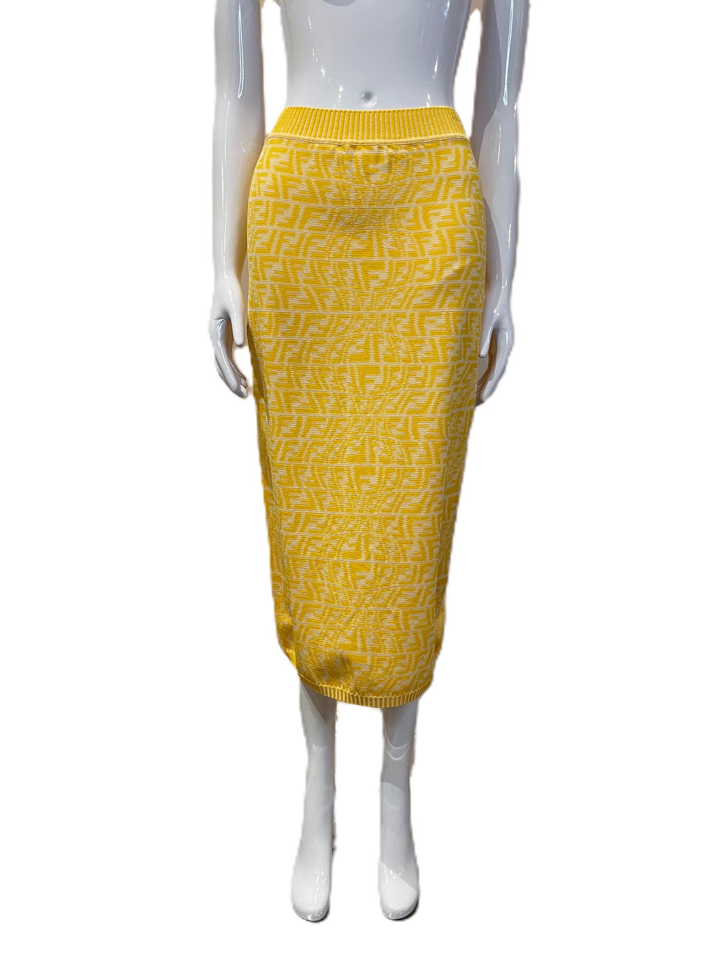 FENDI YELLOW MID LENGTH LOGO SKIRT