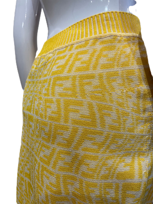 FENDI YELLOW MID LENGTH LOGO SKIRT