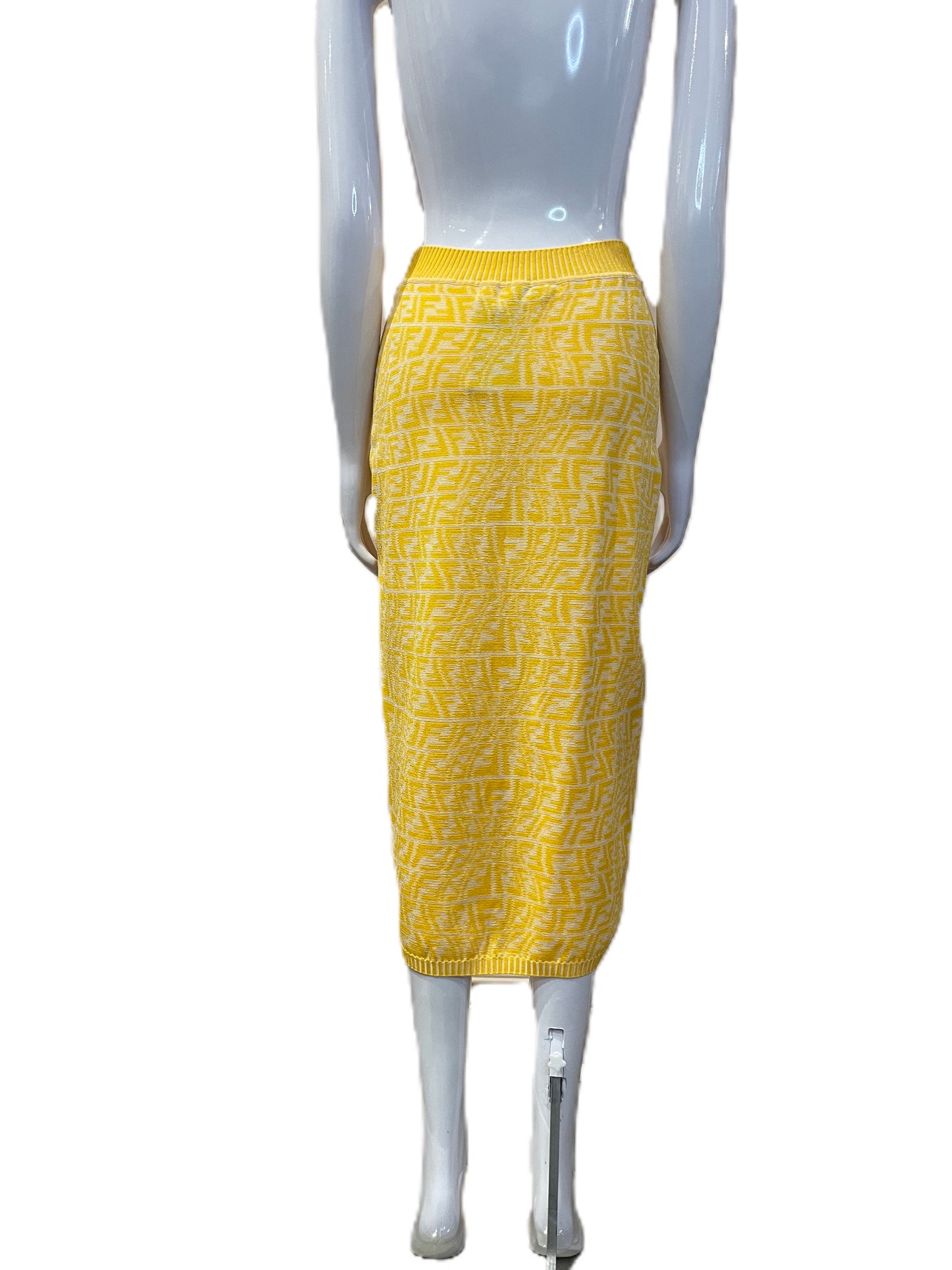 FENDI YELLOW MID LENGTH LOGO SKIRT