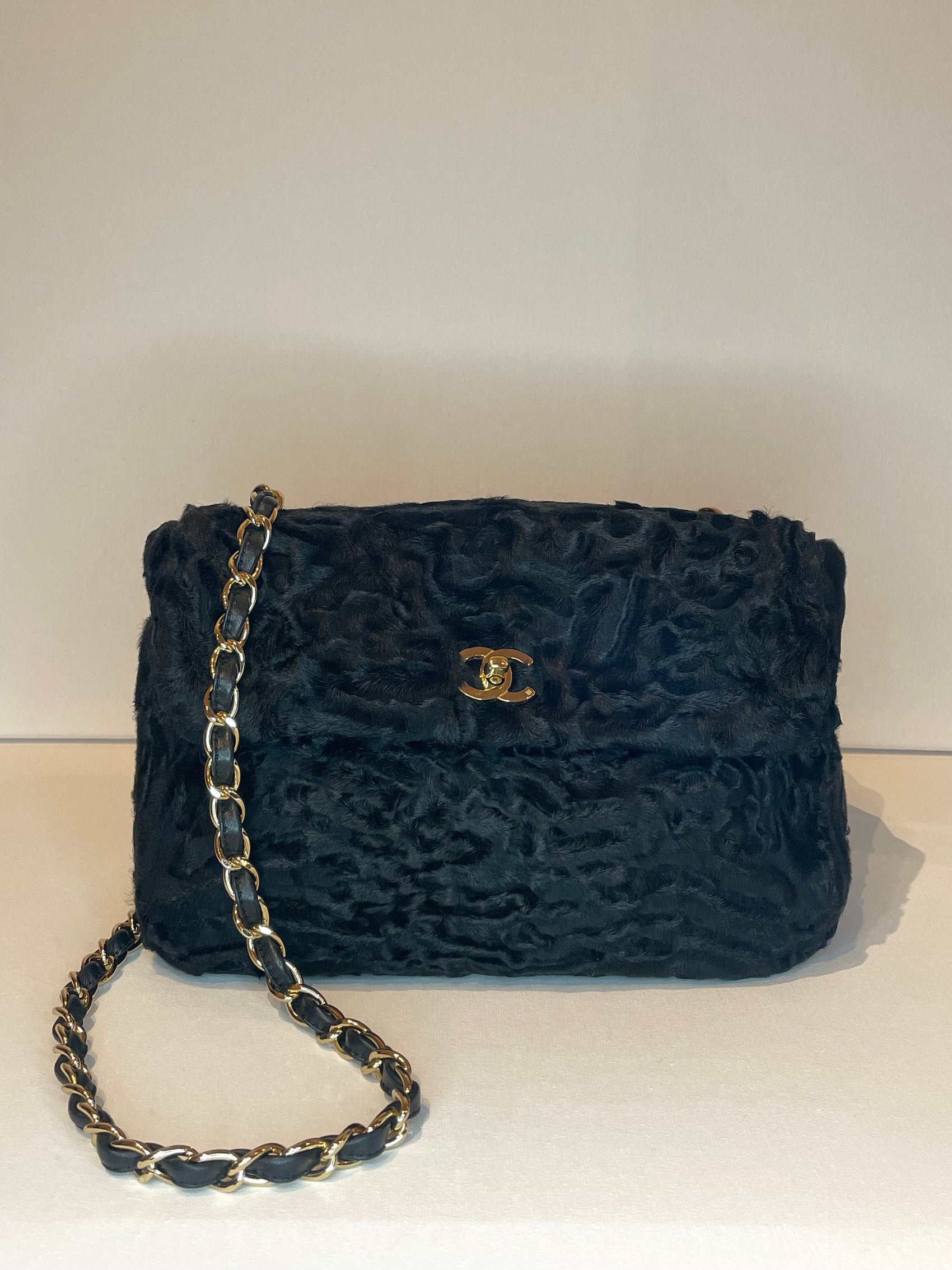 CHANEL PERSIAN LAMB SINGLE FLAP BAG