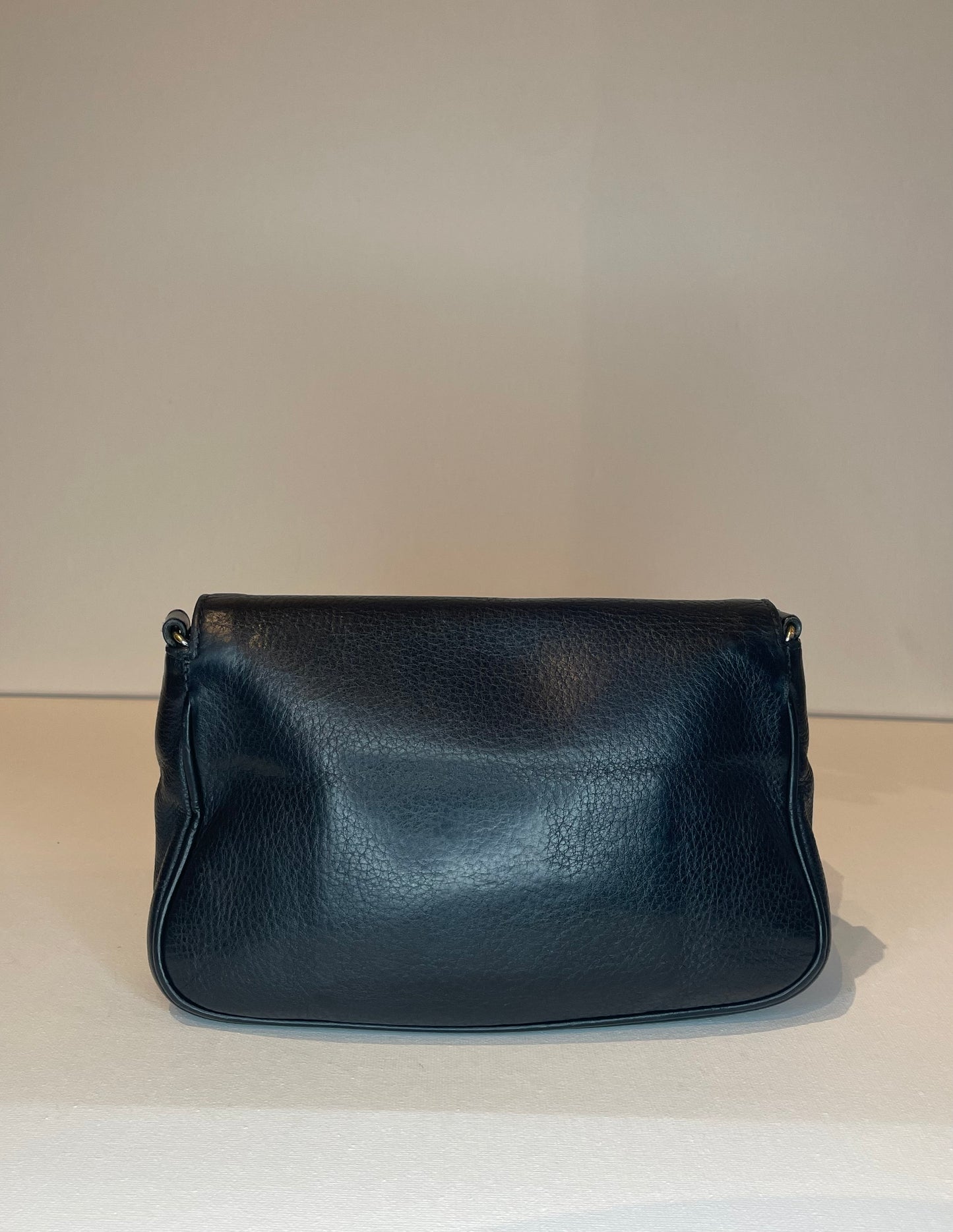 FENDI BLACK LEATHER BAGUETTE WITH CROSSBODY CHAIN